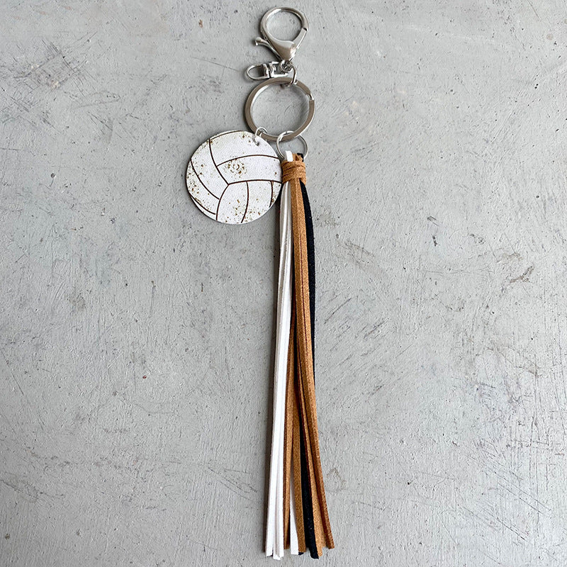Wholesale PU Retro Old Tassel Remote Keychain